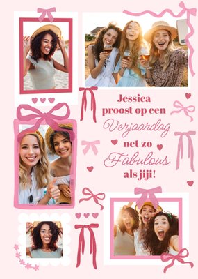 Een Verjaardag Zo Fabulous Als Jij Strikken En Hartjes Foto-Uploadkaart