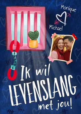 Ik Wil Levenslang Met Jou Geïllustreerd Gevangenis Foto Upload Liefde Kaart