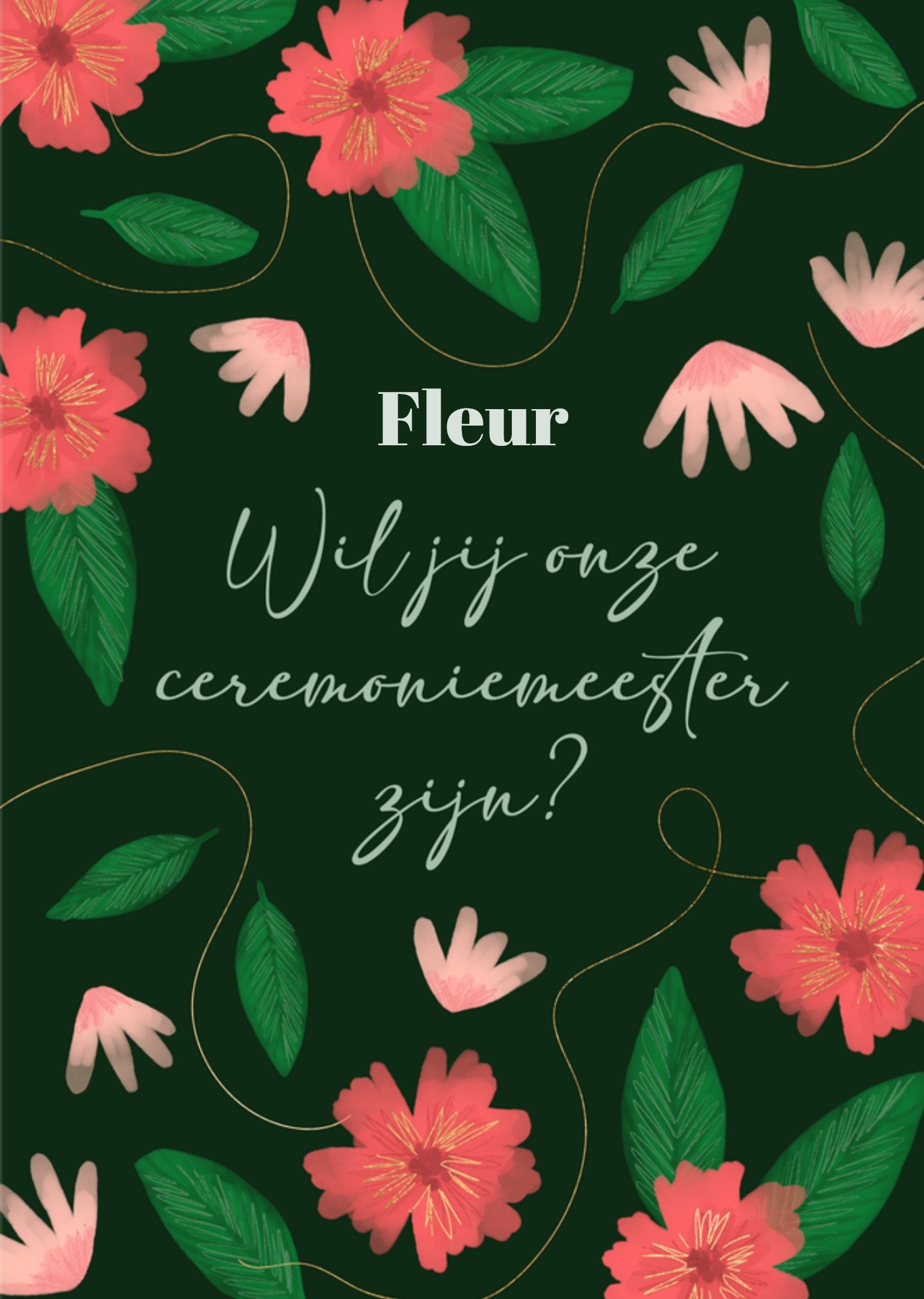 Huwelijkskaart Ceremonie Meester Bloemen Kaart Greetz