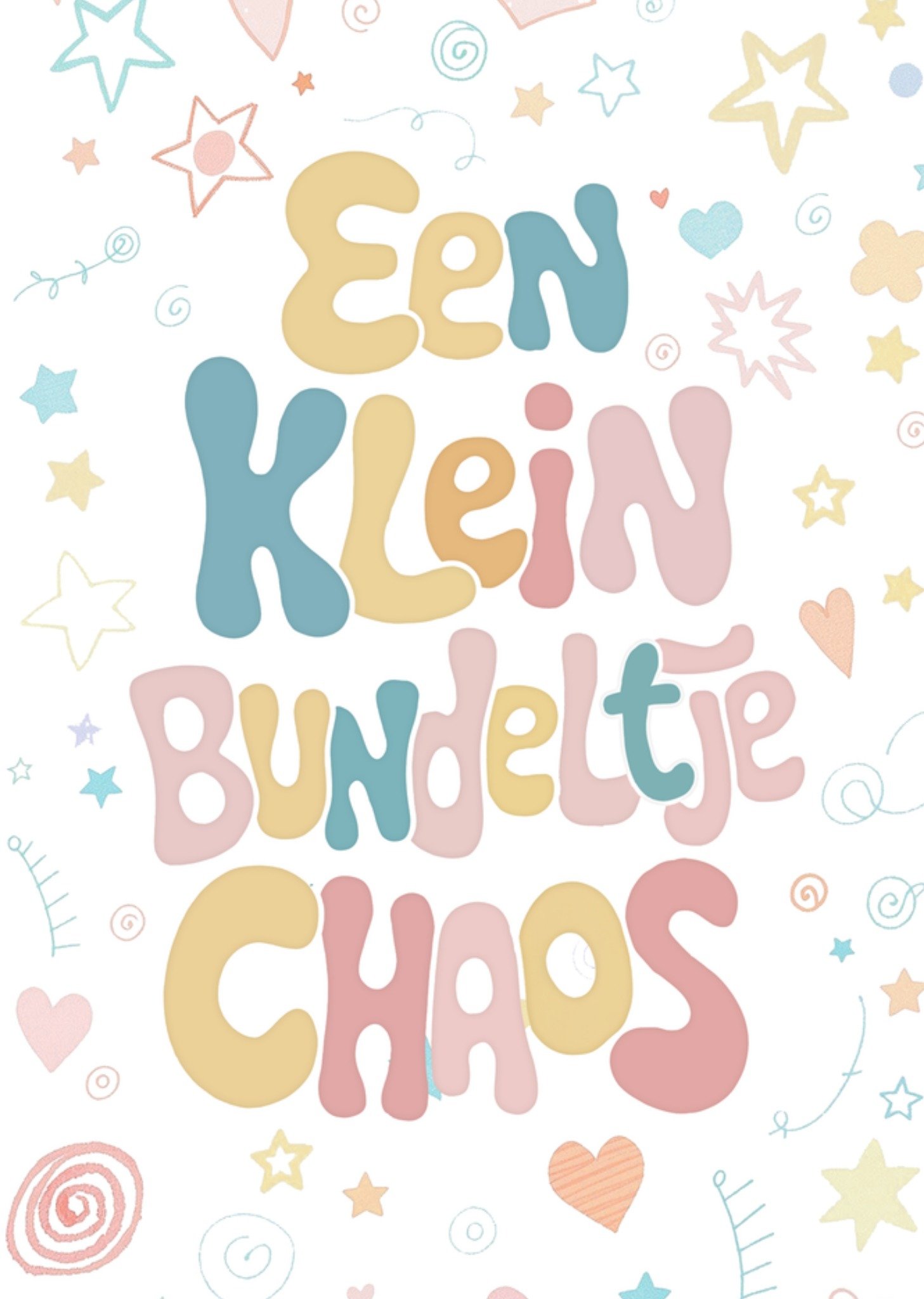 Geboortekaart Een klein bundeltje chaos Typografische kaart Kaart Greetz