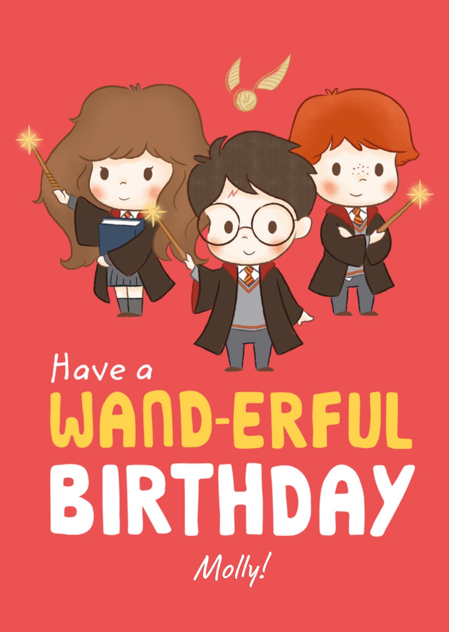 Verjaardagskaart Wand-erful birthday Met naam Kaart Harry Potter