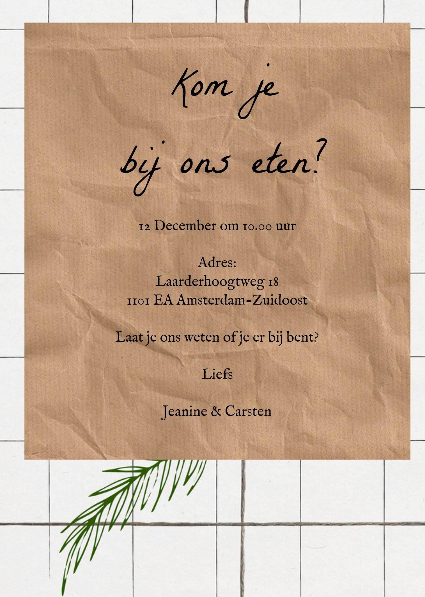 Greetz | Uitnodiging Kerstdiner | tekst | Standard Card