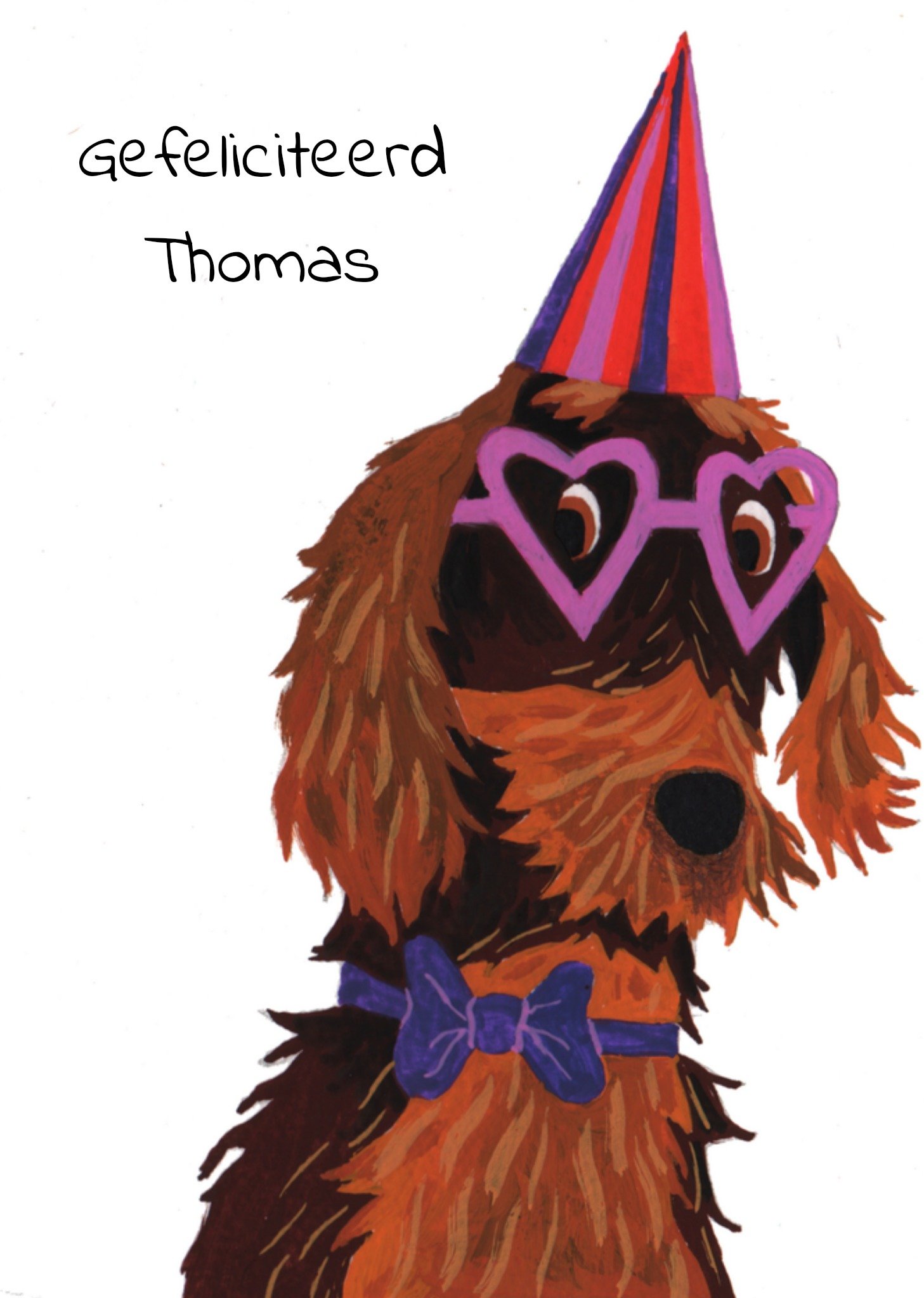 Verjaardagskaart Paars bril Teckel Kaart Noëlle Smit