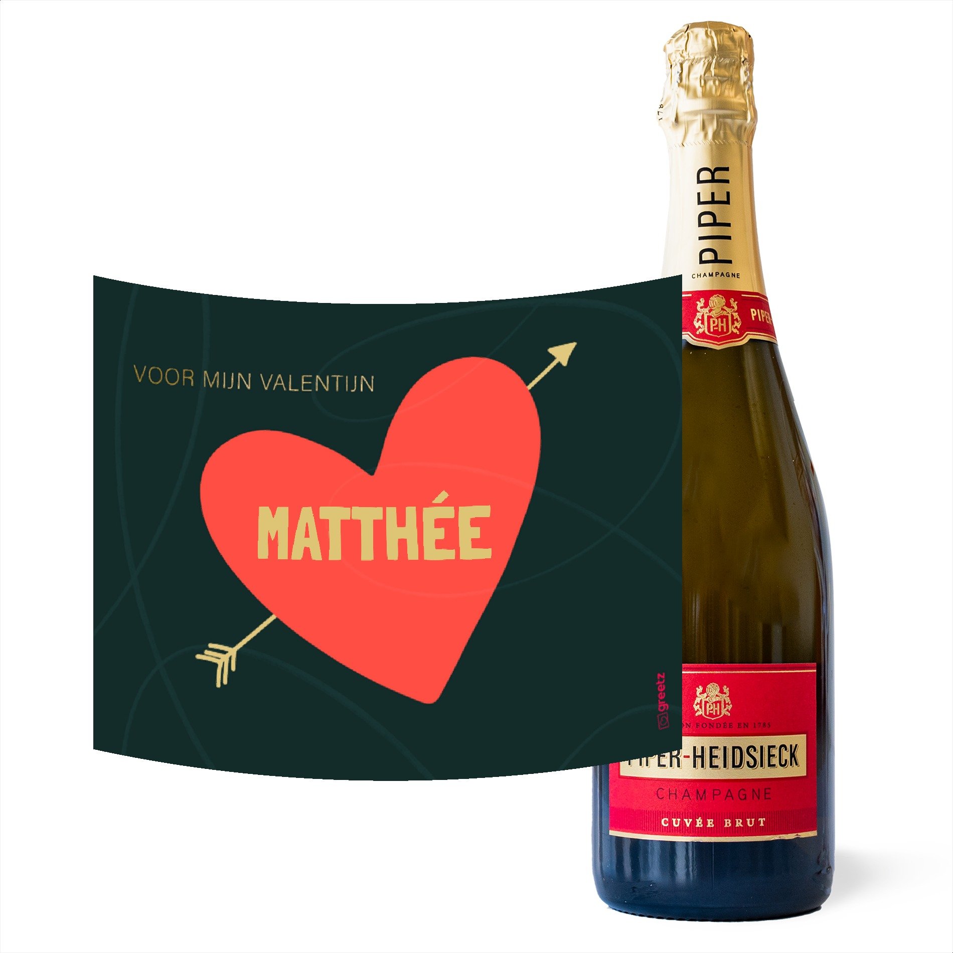 Brut Valentijn met naam 750 ml Drankcadeaus Piper Heidsieck