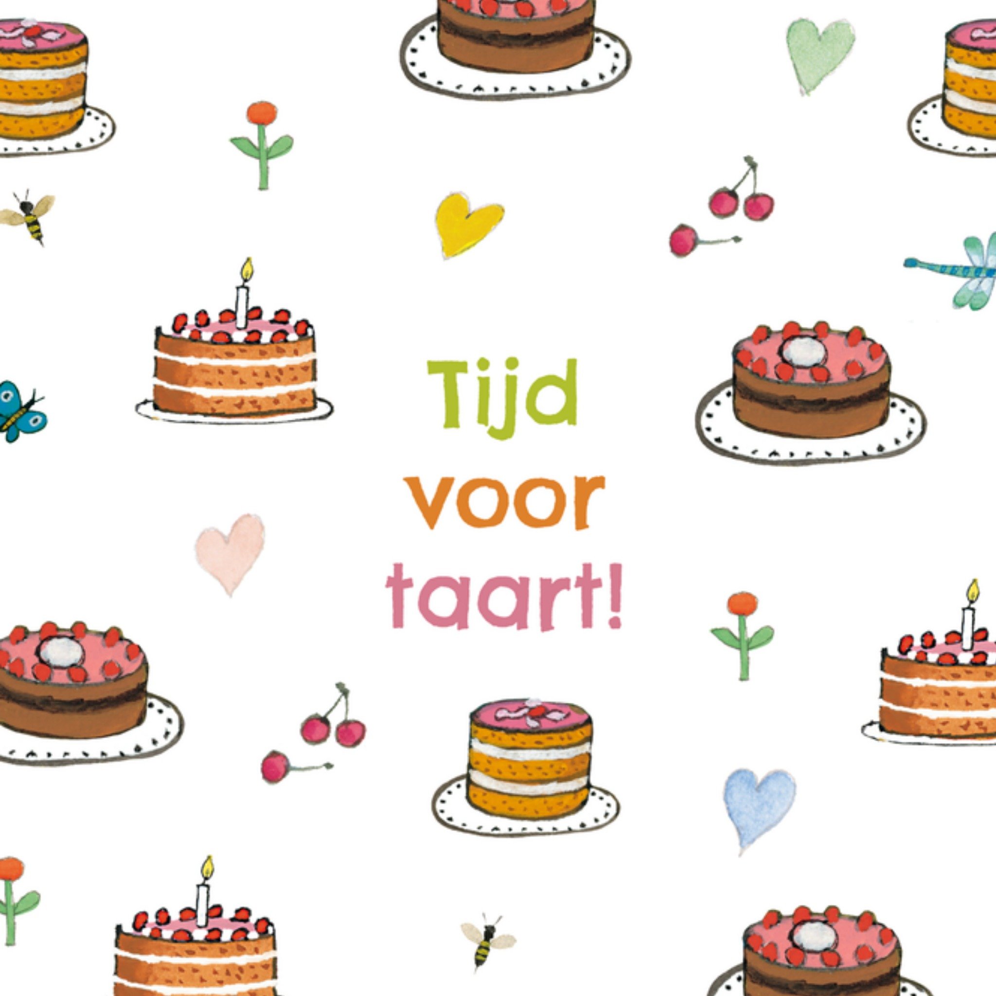 Verjaardagskaart Tijd voor taart! Vierkante Kaart Kikker