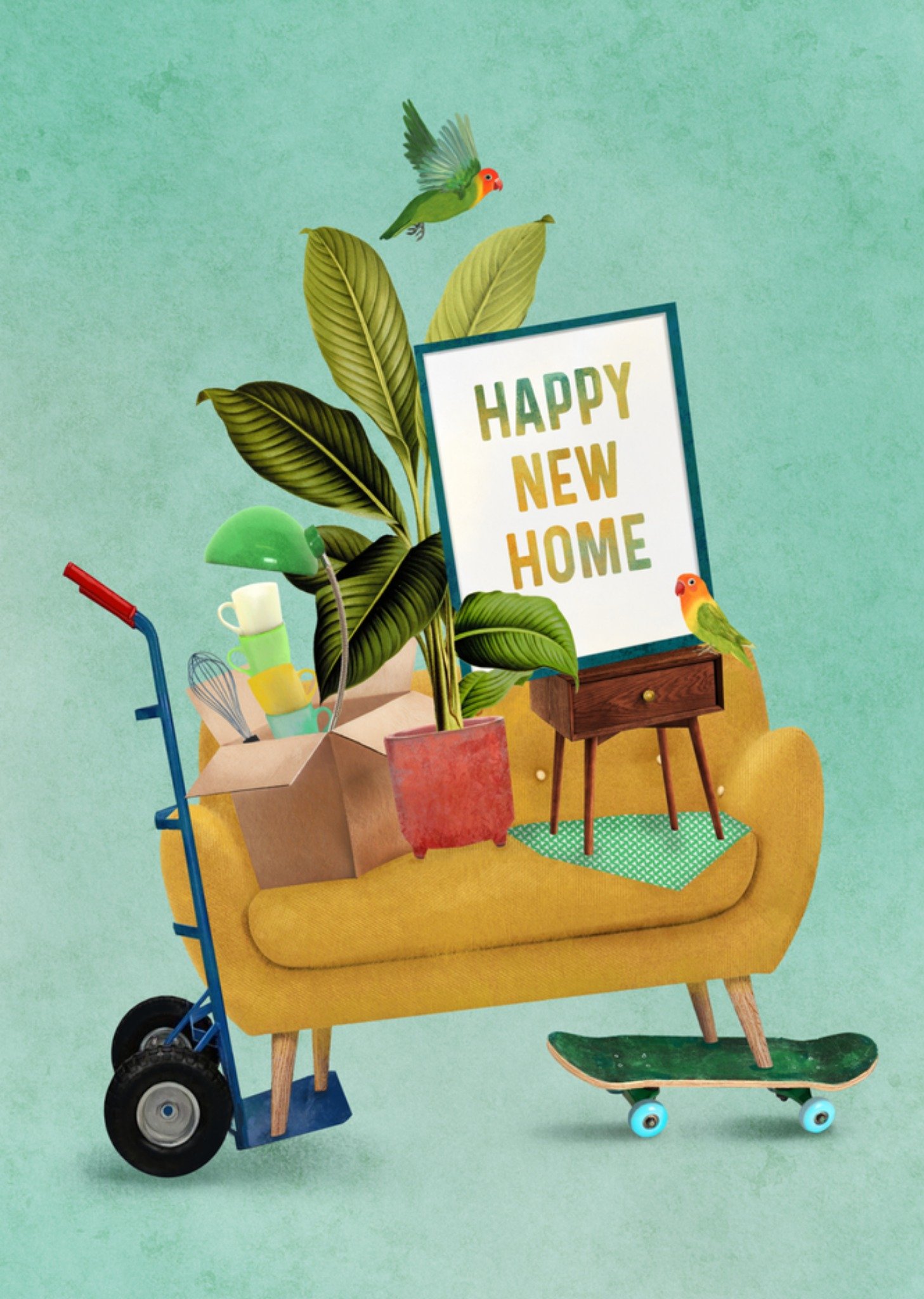 Nieuwe woning Illustratie Plant Kaart Petit Konijn