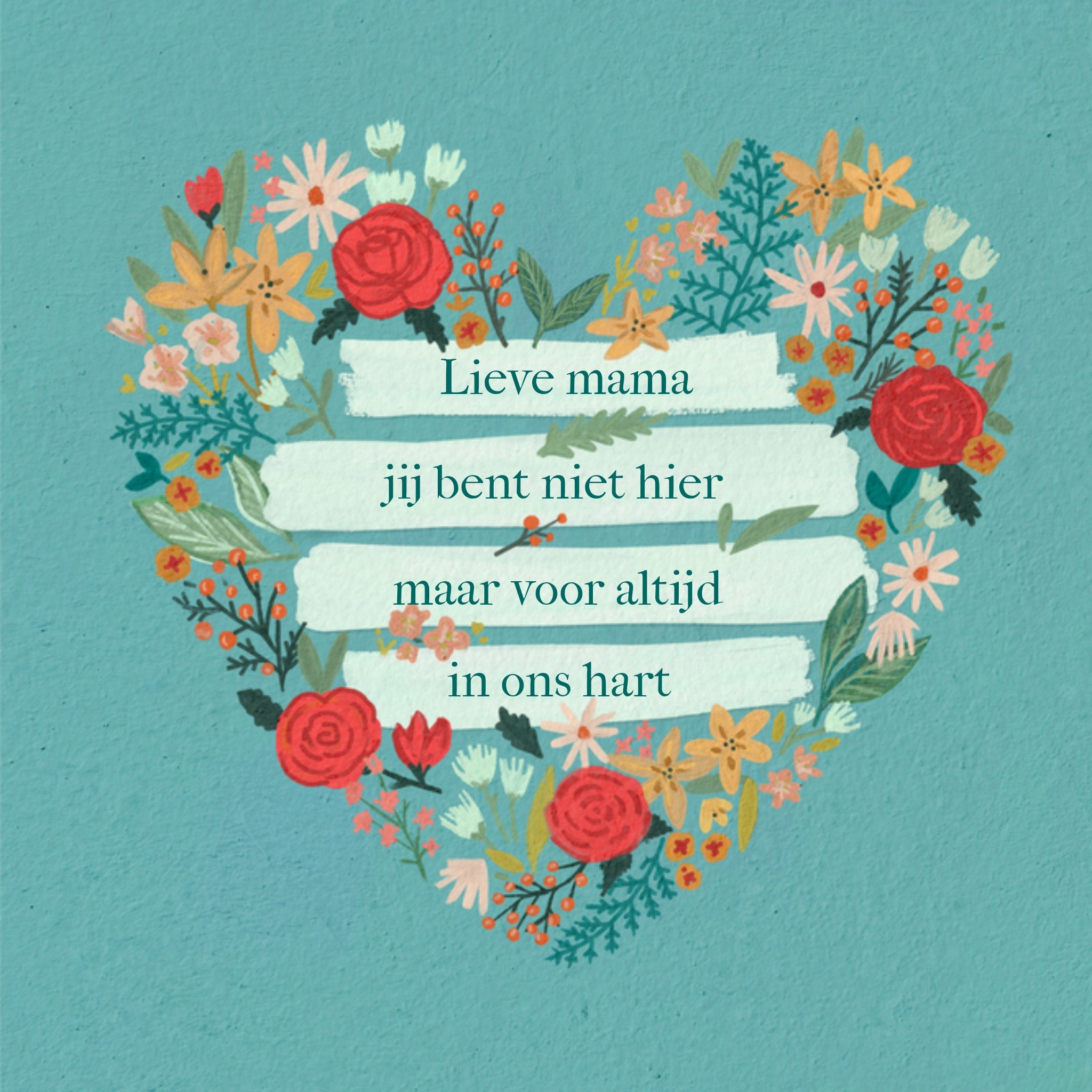 Petit Konijn Moederdagkaart bloemen Vierkant