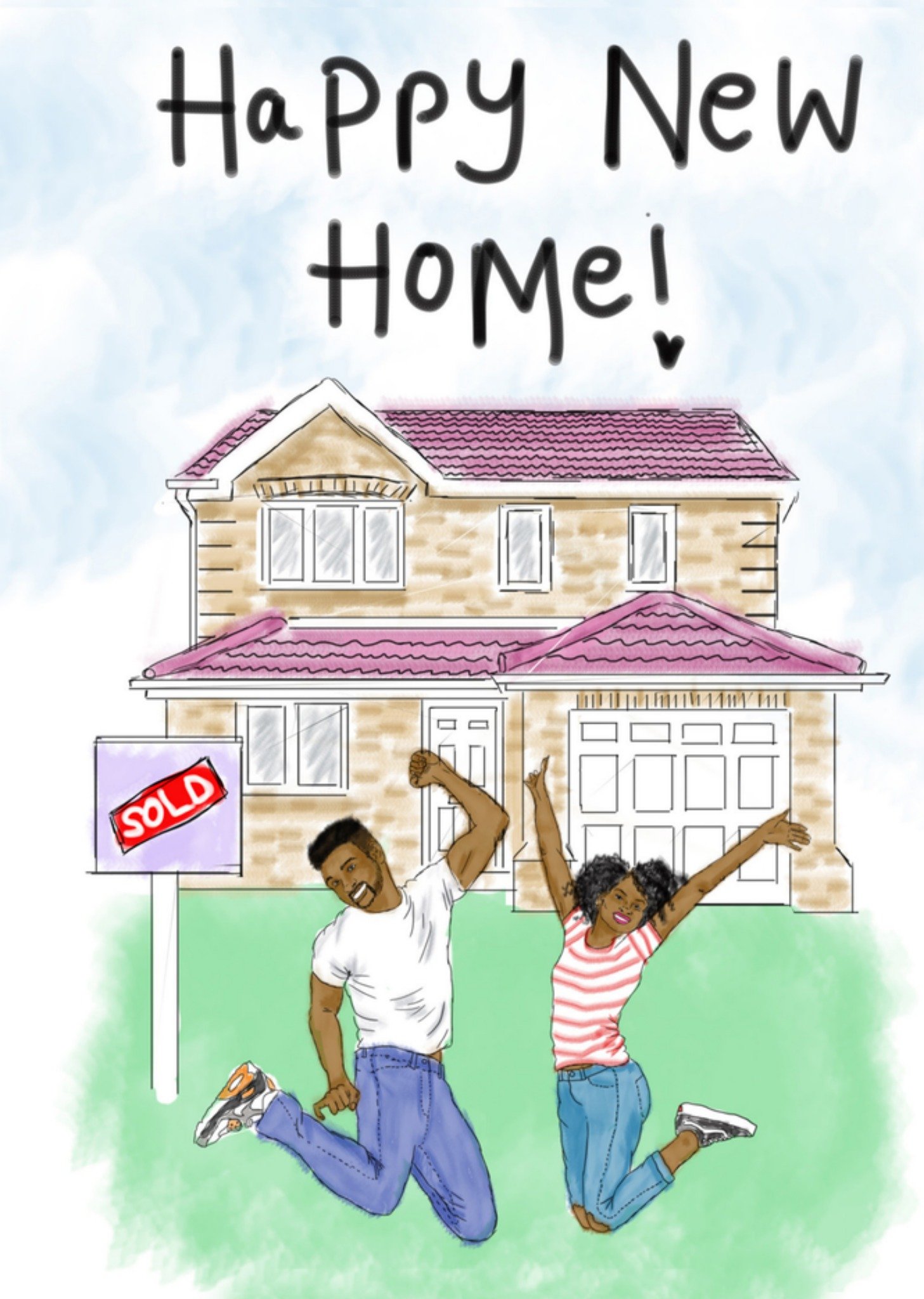 Nieuwe woning illustratie Kaart Kitsch Noir