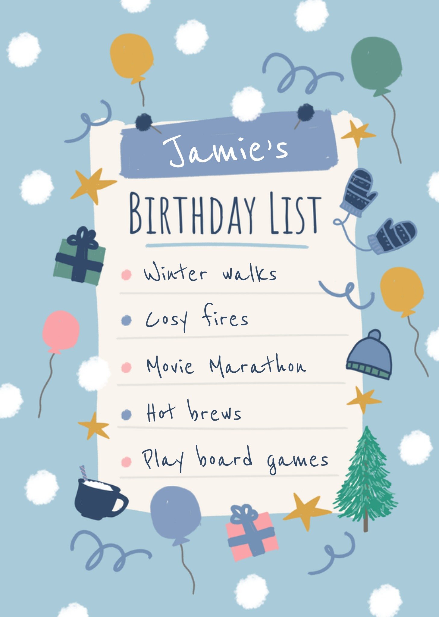 Verjaardagskaart Birthday List Aanpasbare tekst Kaart Greetz