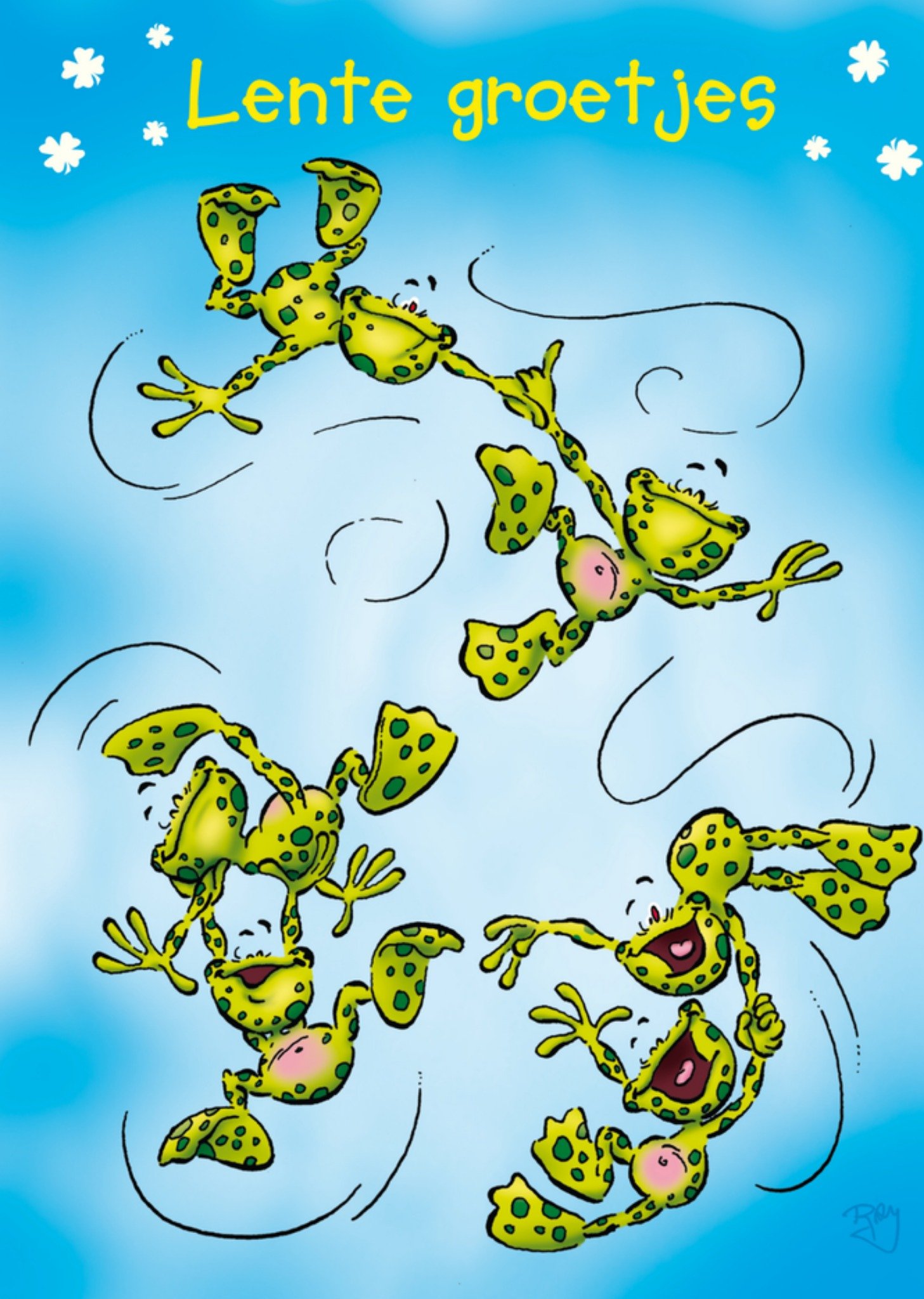 Lente kaart kikker groetjes Kaart Doodles