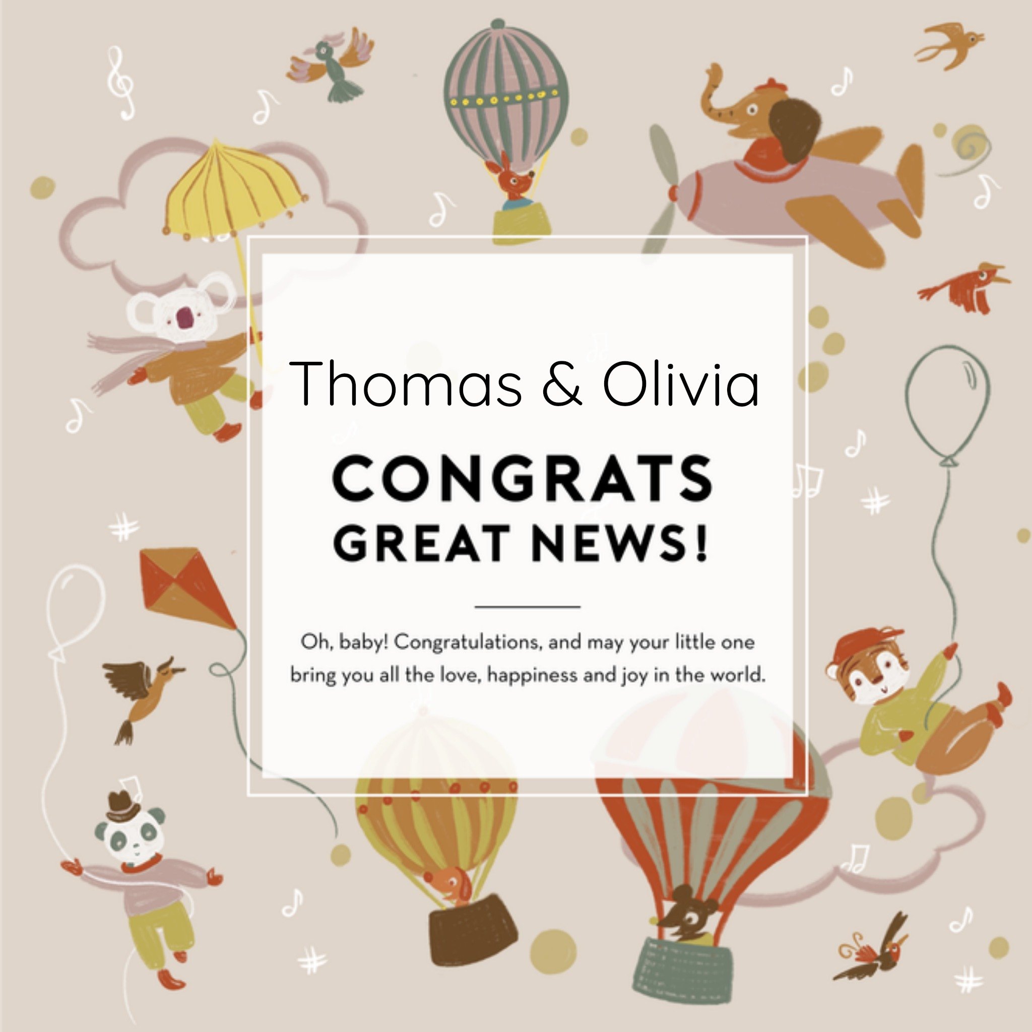 Zwangerschapskaart Dieren Vierkante Kaart The Gift Label