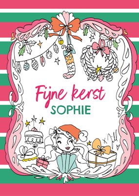 Jill | Kerstkaart | Kleurplaat | Met naam