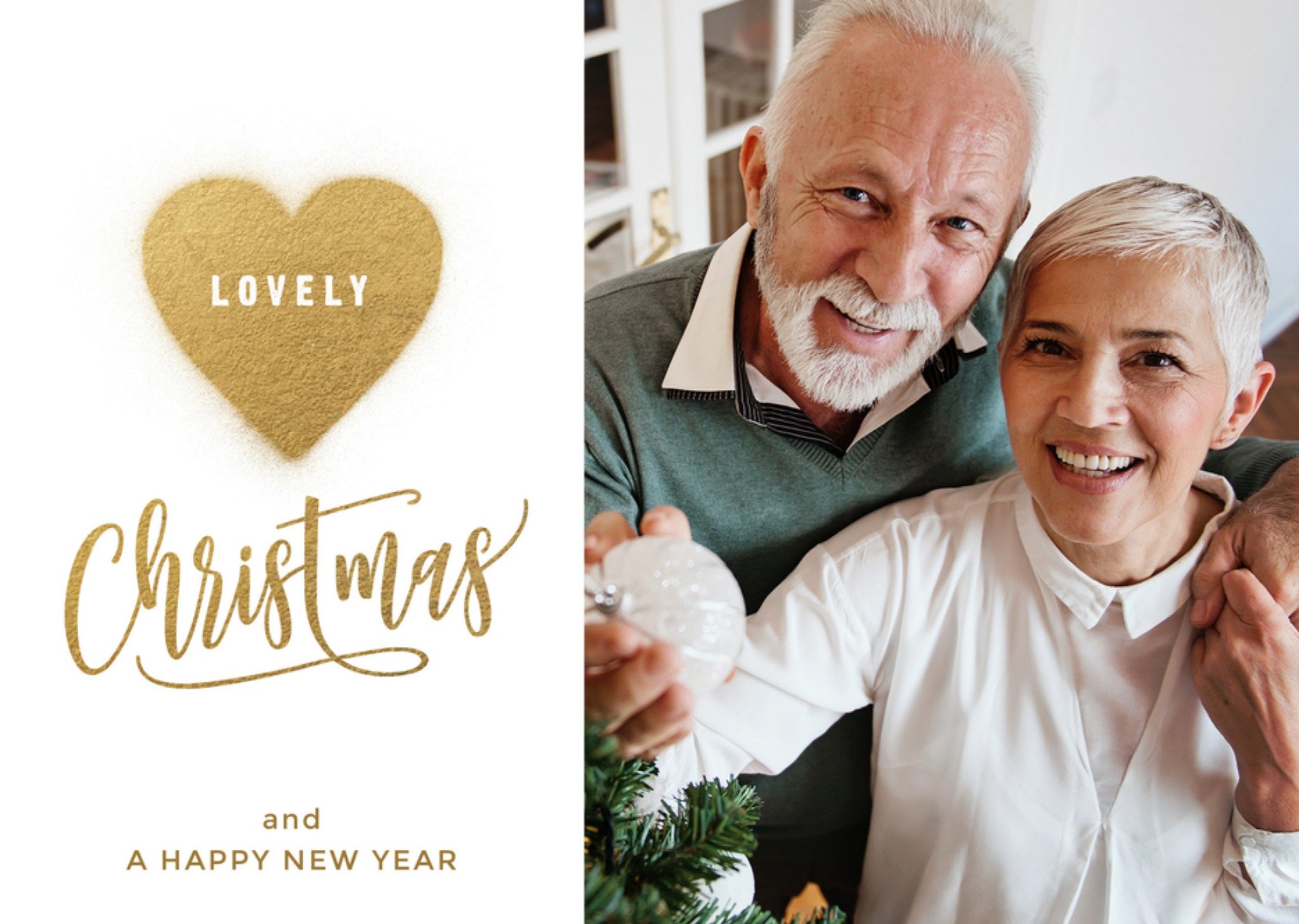 Kerstkaart Met foto Goud Hartje Luckz