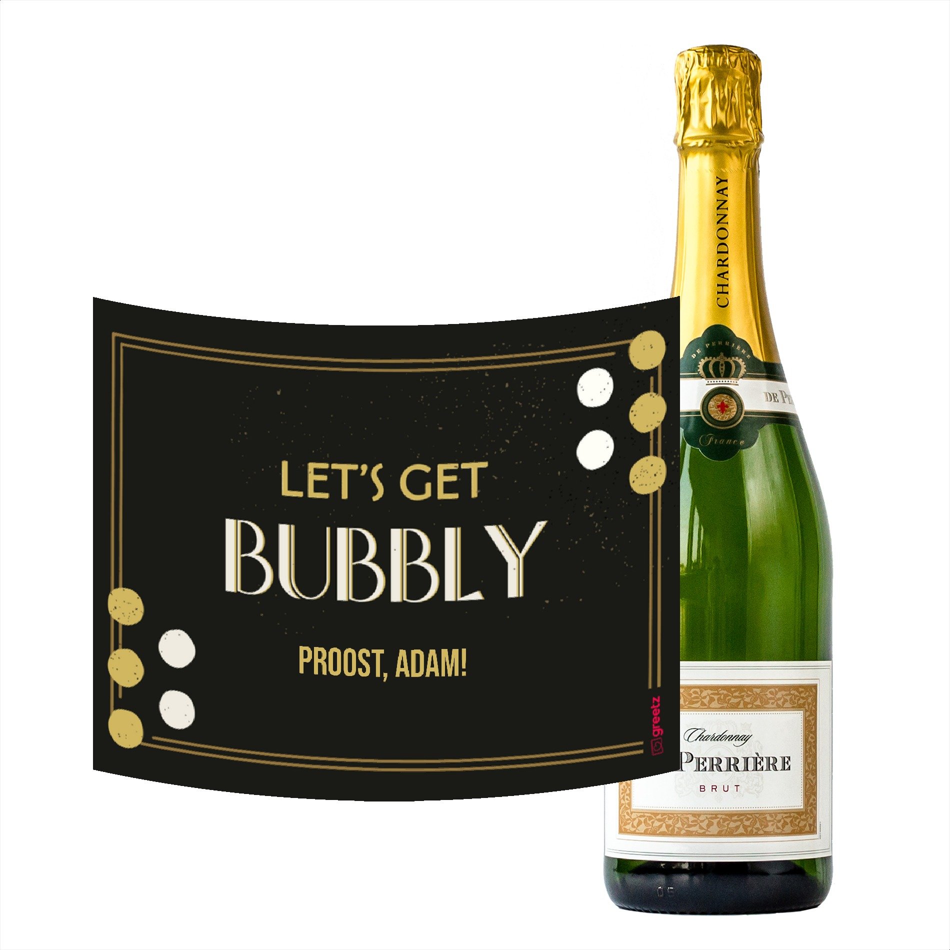 Perriere - Brut Chardonnay - Let's get bubbly met eigen naam - 750ml