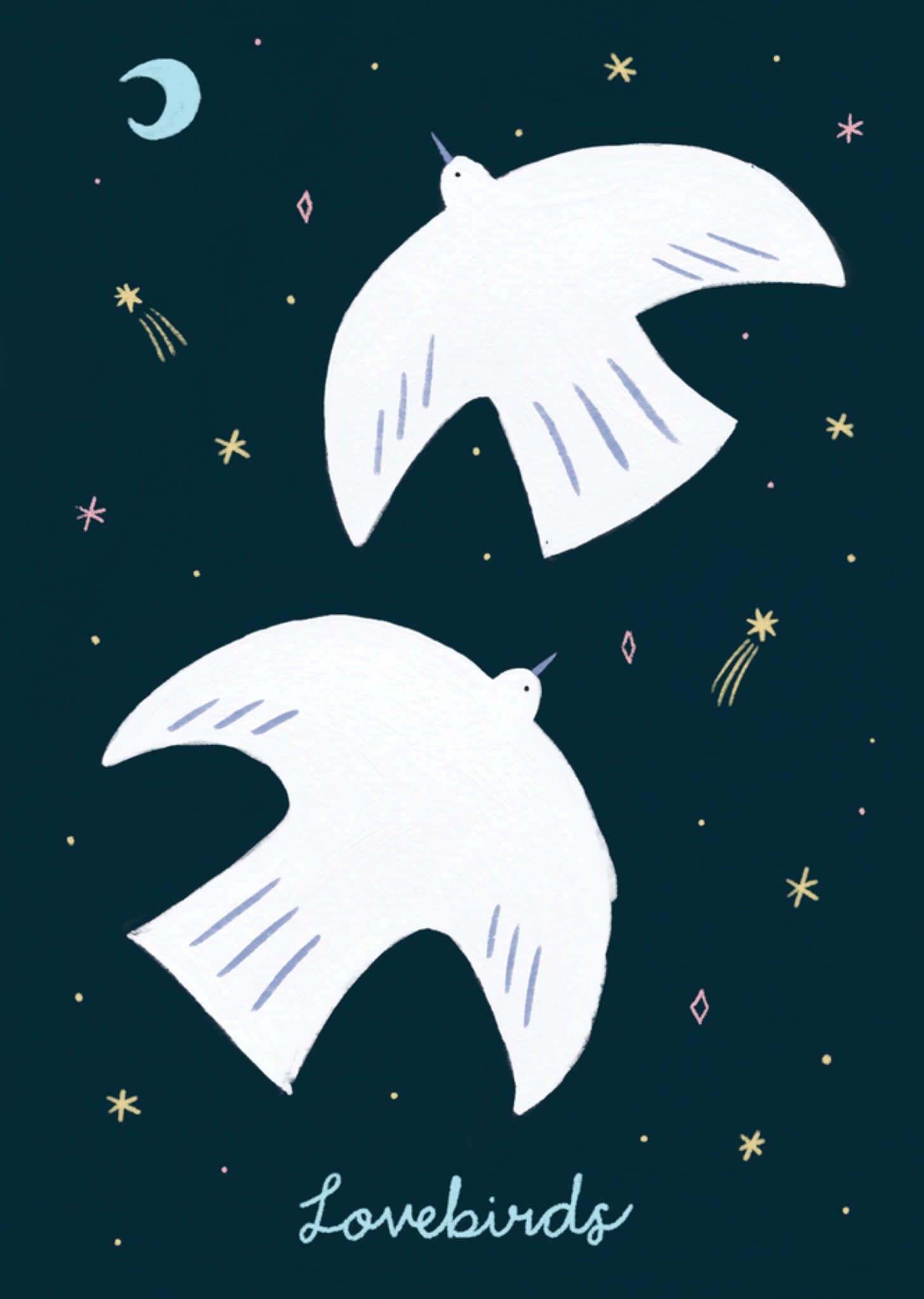 Jungle Studio Jubileum kaart Lovebirds Celestial Illustration Greetz