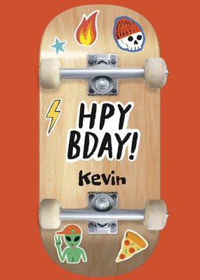 Skateboard Met Stickers Verjaardag Kaart