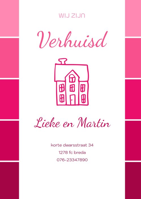 Roze verhuiskaart