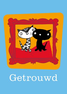 Fiep Westendorp | Huwelijkskaart | Kaart met kattenkoppel