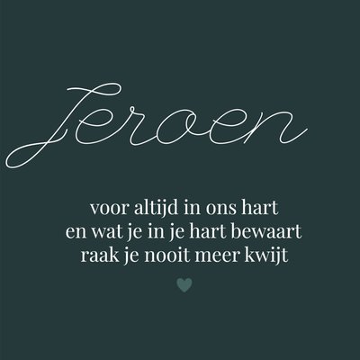 Voor Altijd In Ons Hart Typografisch Hart Medeleven Kaart