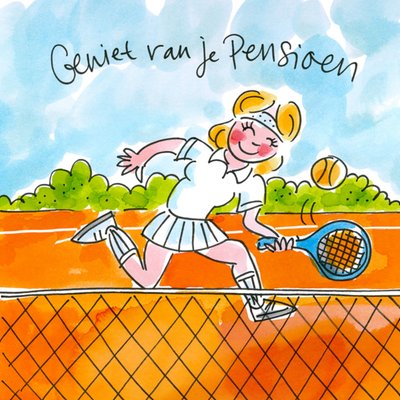 Blond Amsterdam Geniet Van Je Pensioen Geïllustreerd Tennis Pensioenkaart