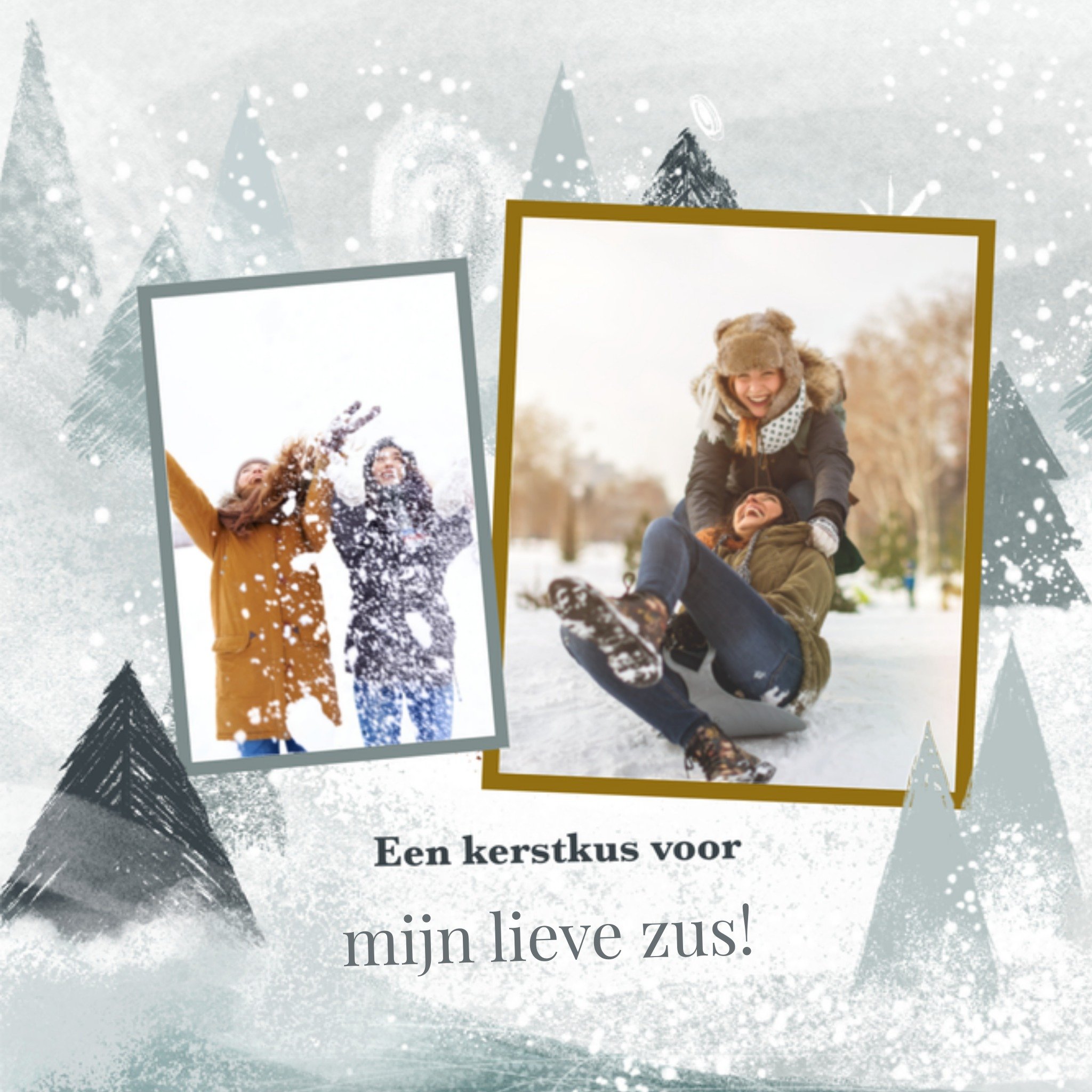 Greetz Kerstkaart fotokaart zus Vierkant