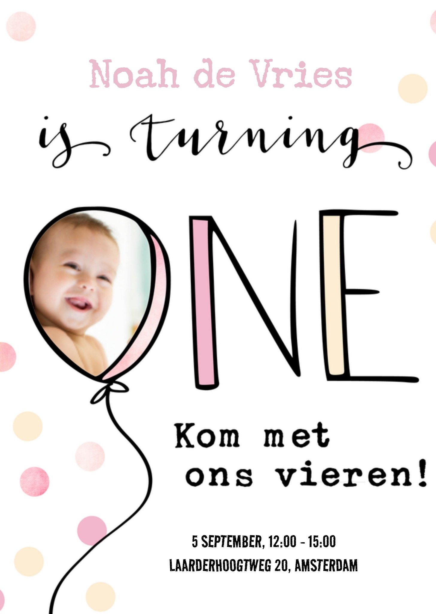 Kinderfeestje 1 jaar Kaart Greetz