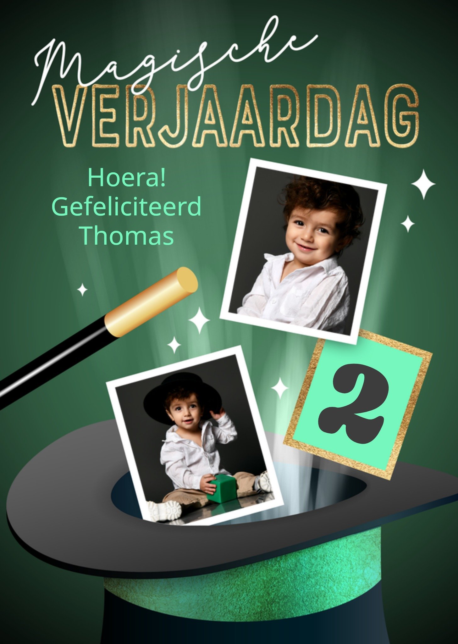 Verjaardagskaart Magische Verjaardag Aanpasbare foto enn tekst Kaart Luckz