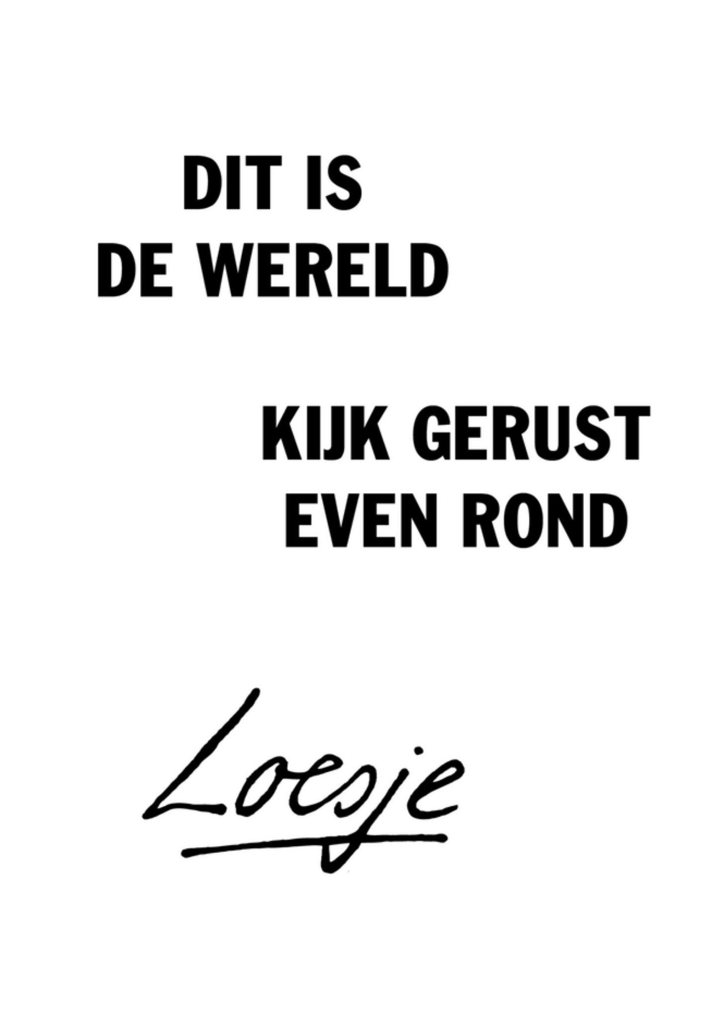 Geboortekaart kijk even rond Kaart Loesje