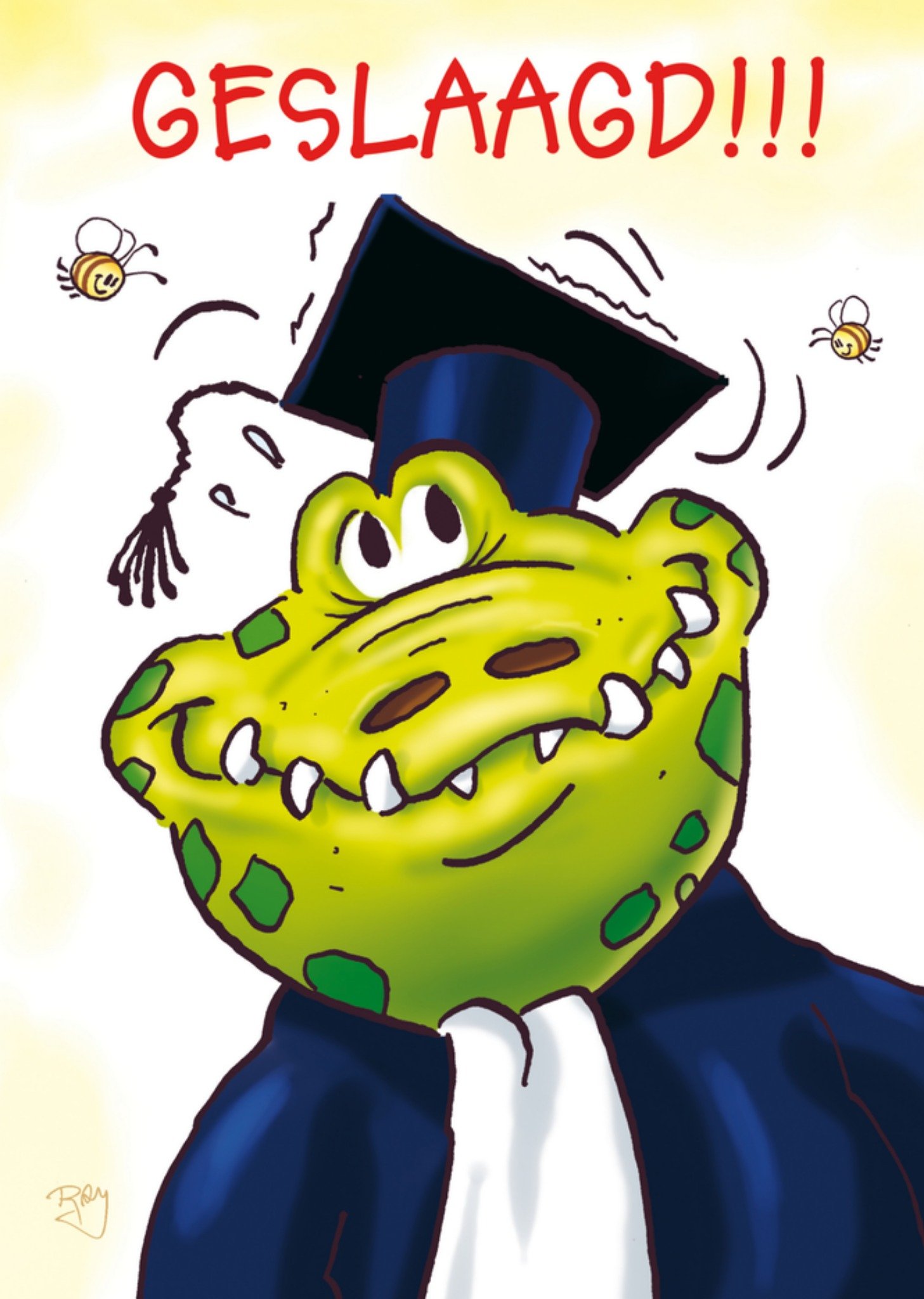 Geslaagd kaart krokodil Kaart Doodles