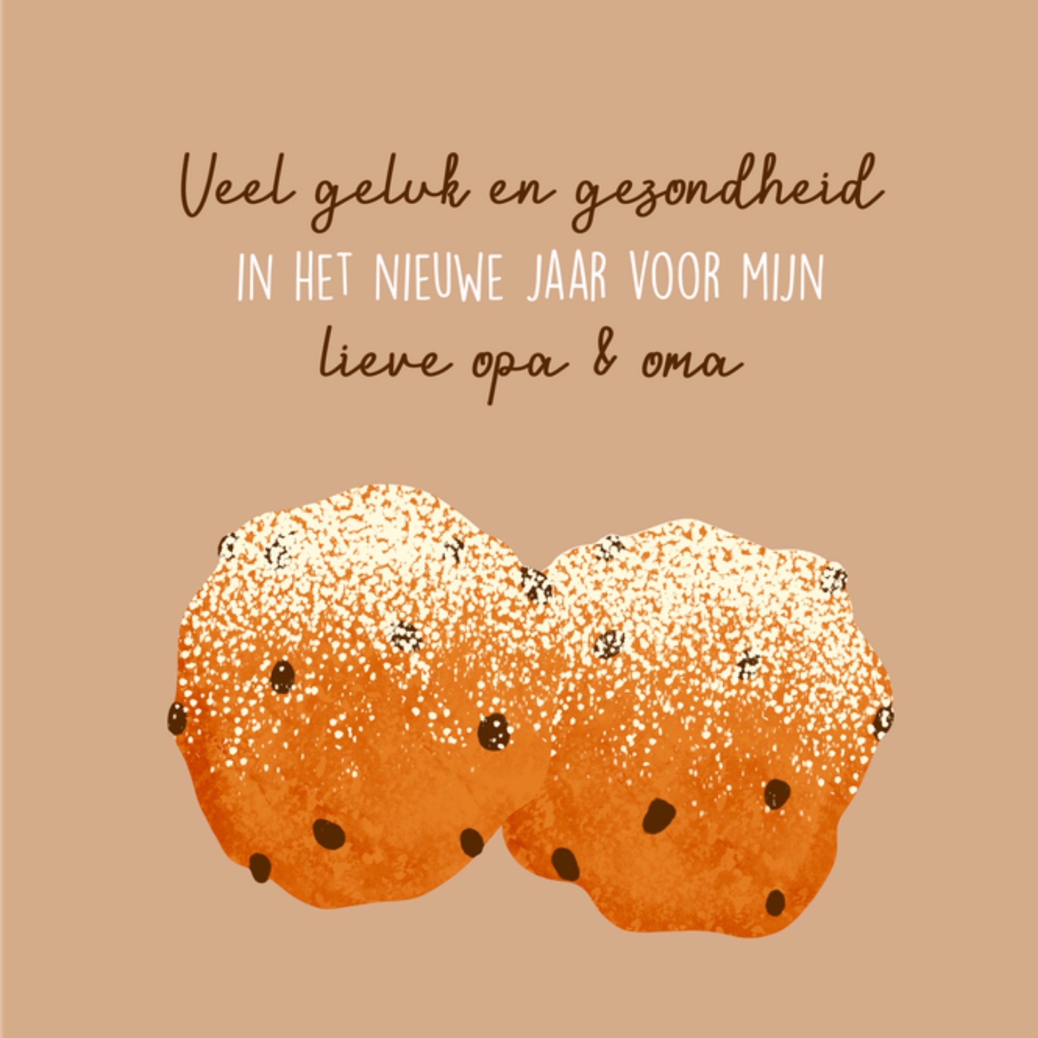 Greetz Nieuwjaarskaart Oliebollen Opa en Oma Vierkant
