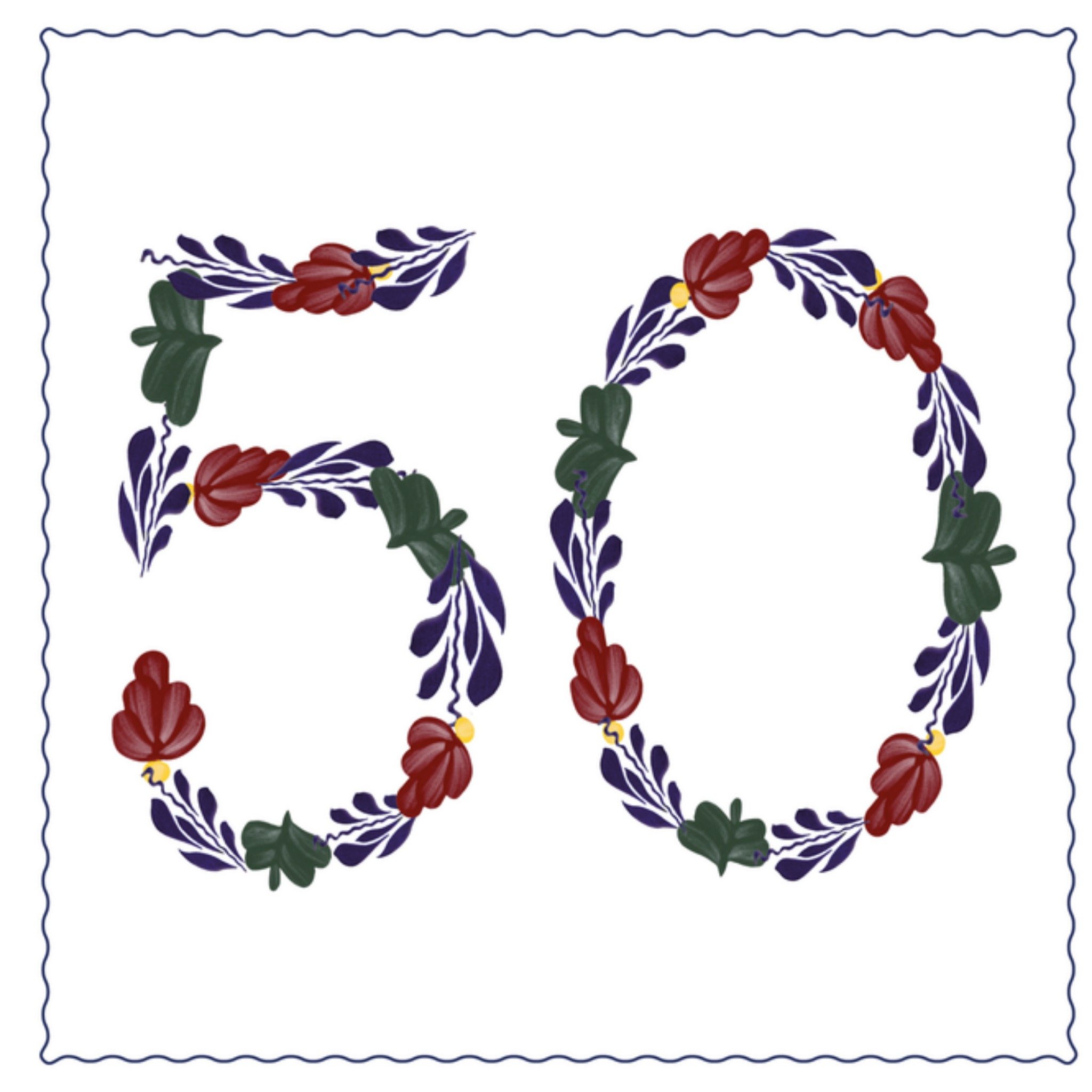 Verjaardagskaart 50 Vierkante Kaart Boerenbont