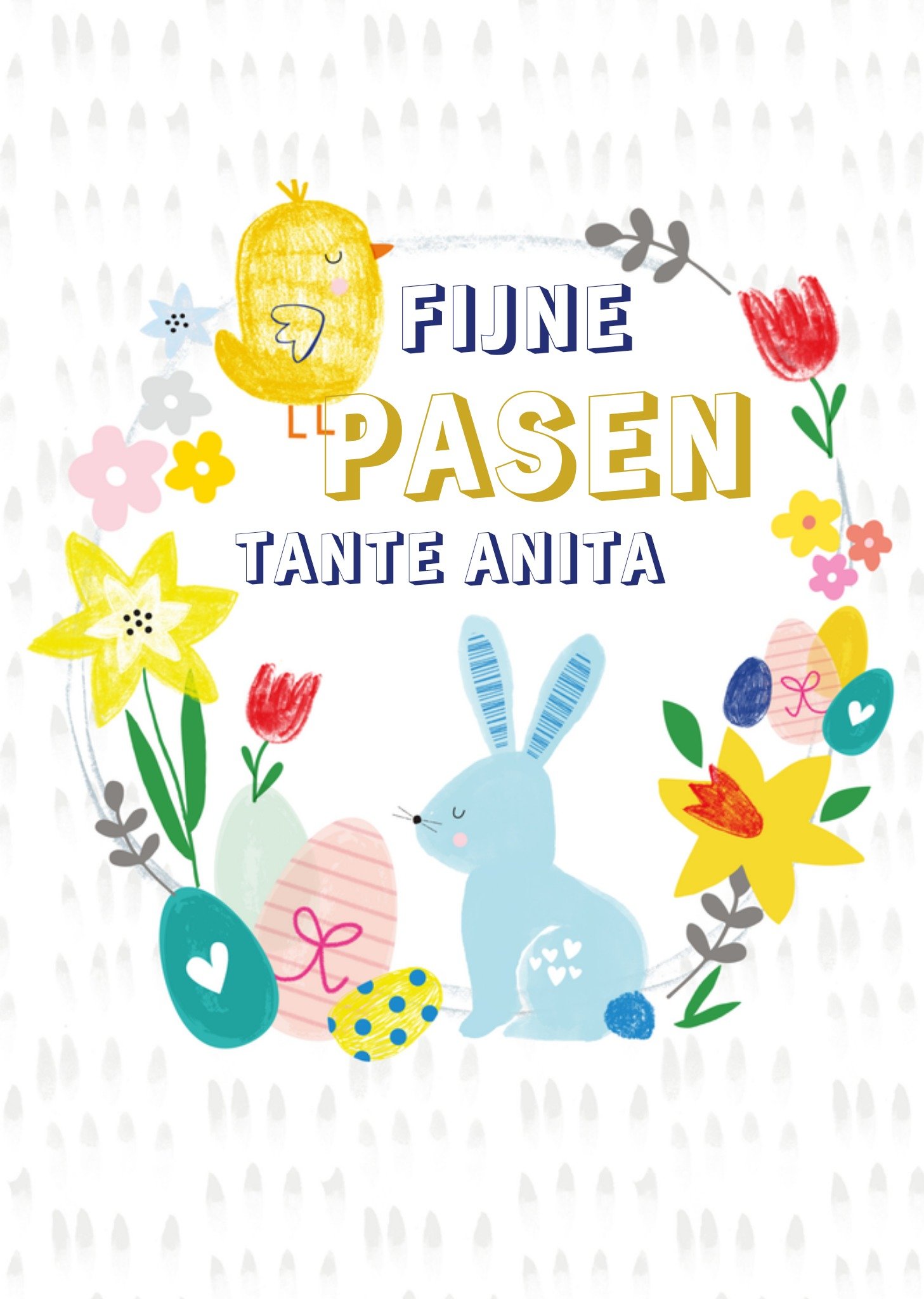 Paaskaart tante lente met naam Kaart TMS