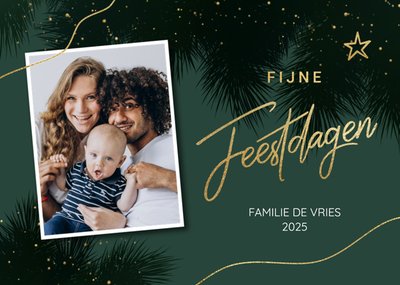 Luckz | Kerst | Groene foto kerstkaart met kersttakken