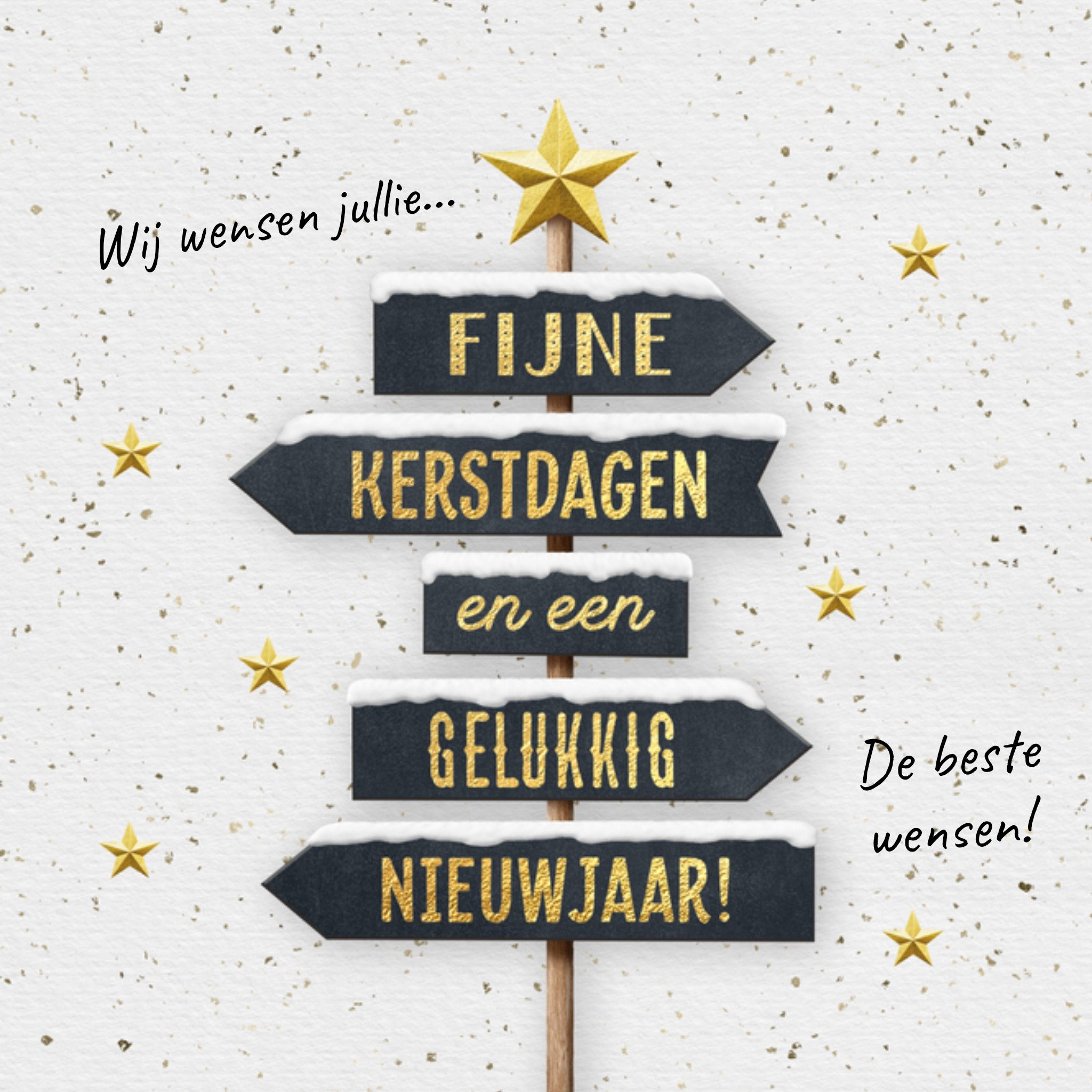Kerstkaart wegwijzer Luckz