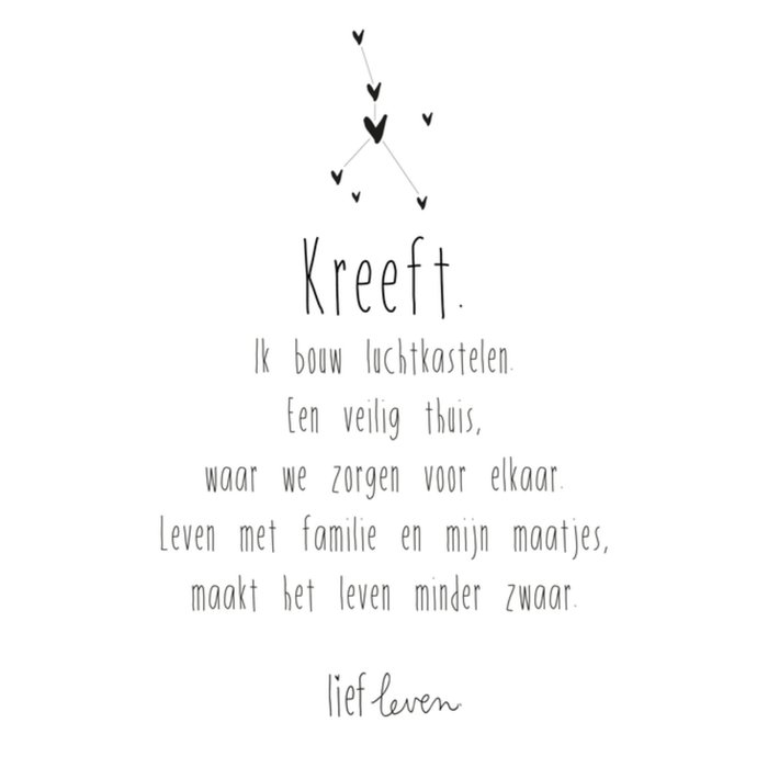 Lief Leven | Sterrenbeeld kaart | Kreeft