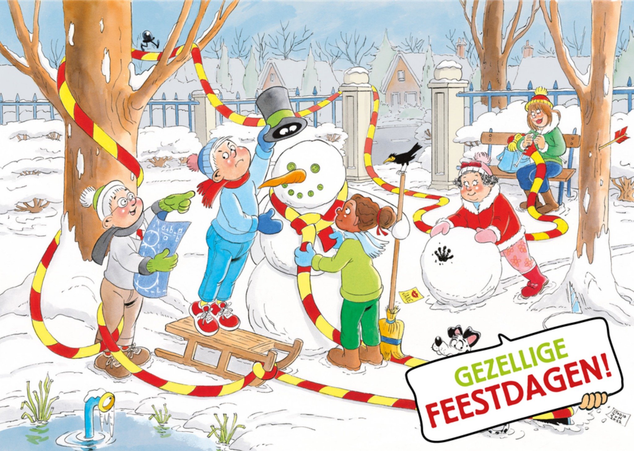 Kerstkaart Sneeuwman Jan van Haasteren Junior