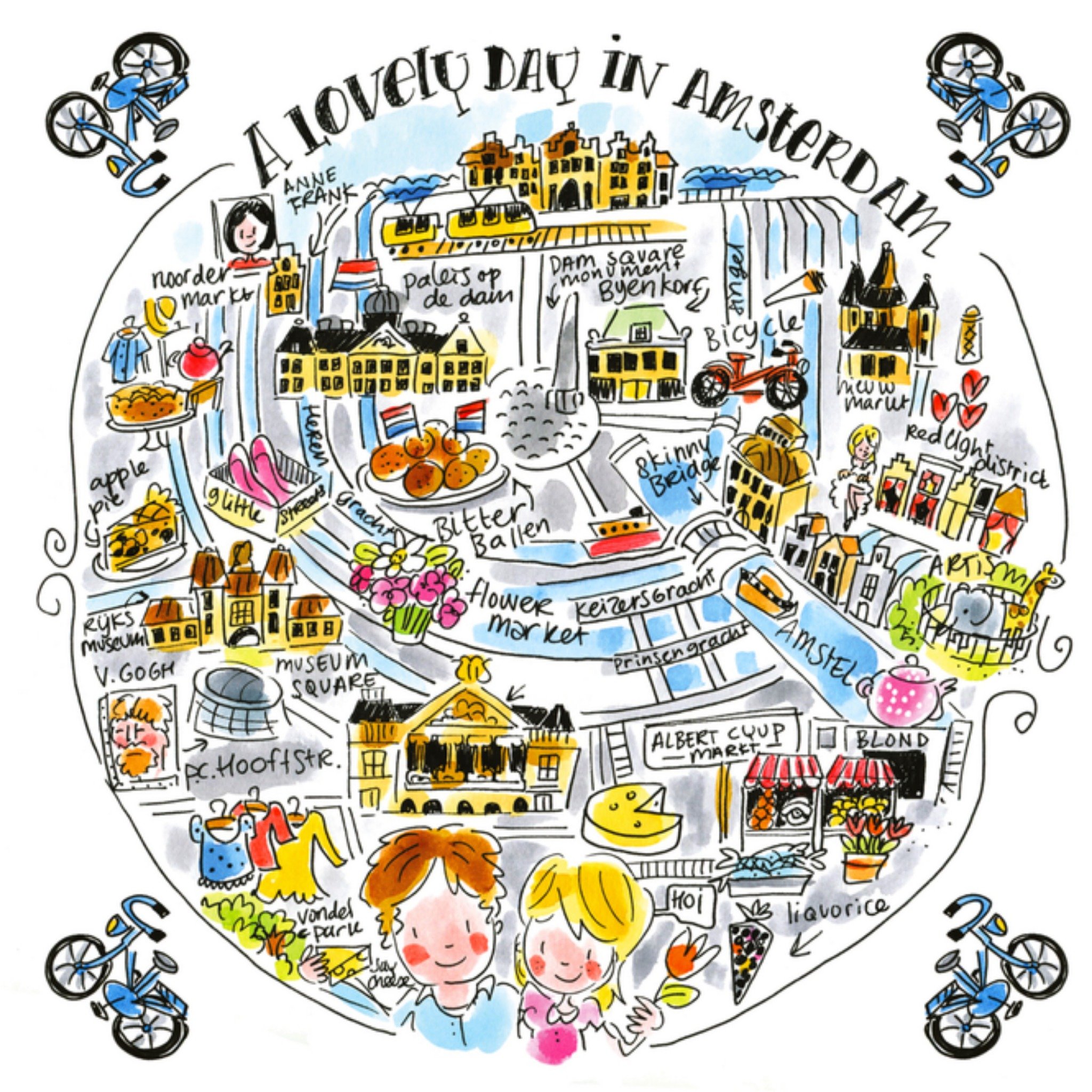 Vakantiekaart amsterdam Vierkante Kaart Blond Amsterdam