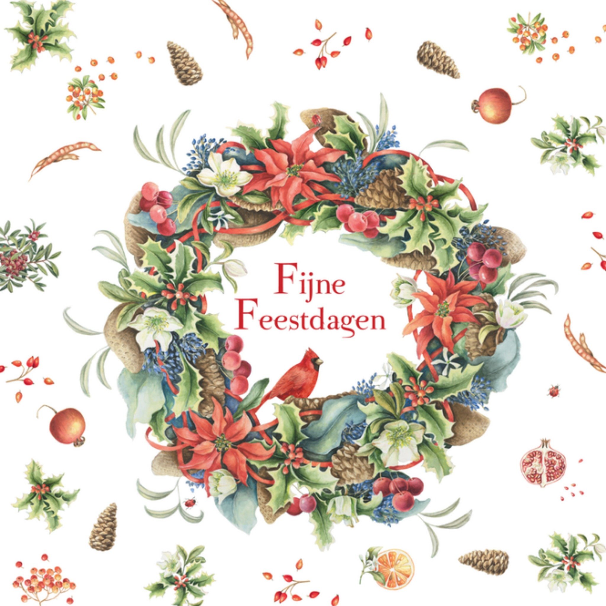 Kerstkaart kerstkrans Janneke Brinkman