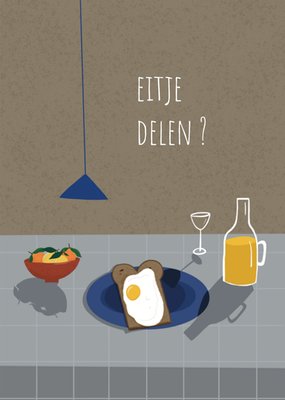Eitje Delen Geïllustreerd Ontbijt Kaart