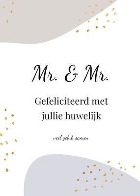 Gouden Confetti Typografisch Mr En Mr Huwelijk Kaart