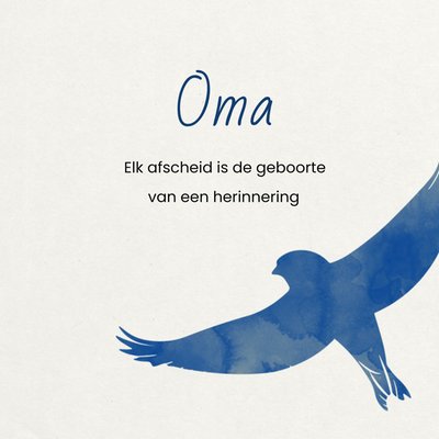 Elk Afscheid Is De Geboorte Van Een Herinnering Geïllustreerde Vogel Oma Condoleance Kaart