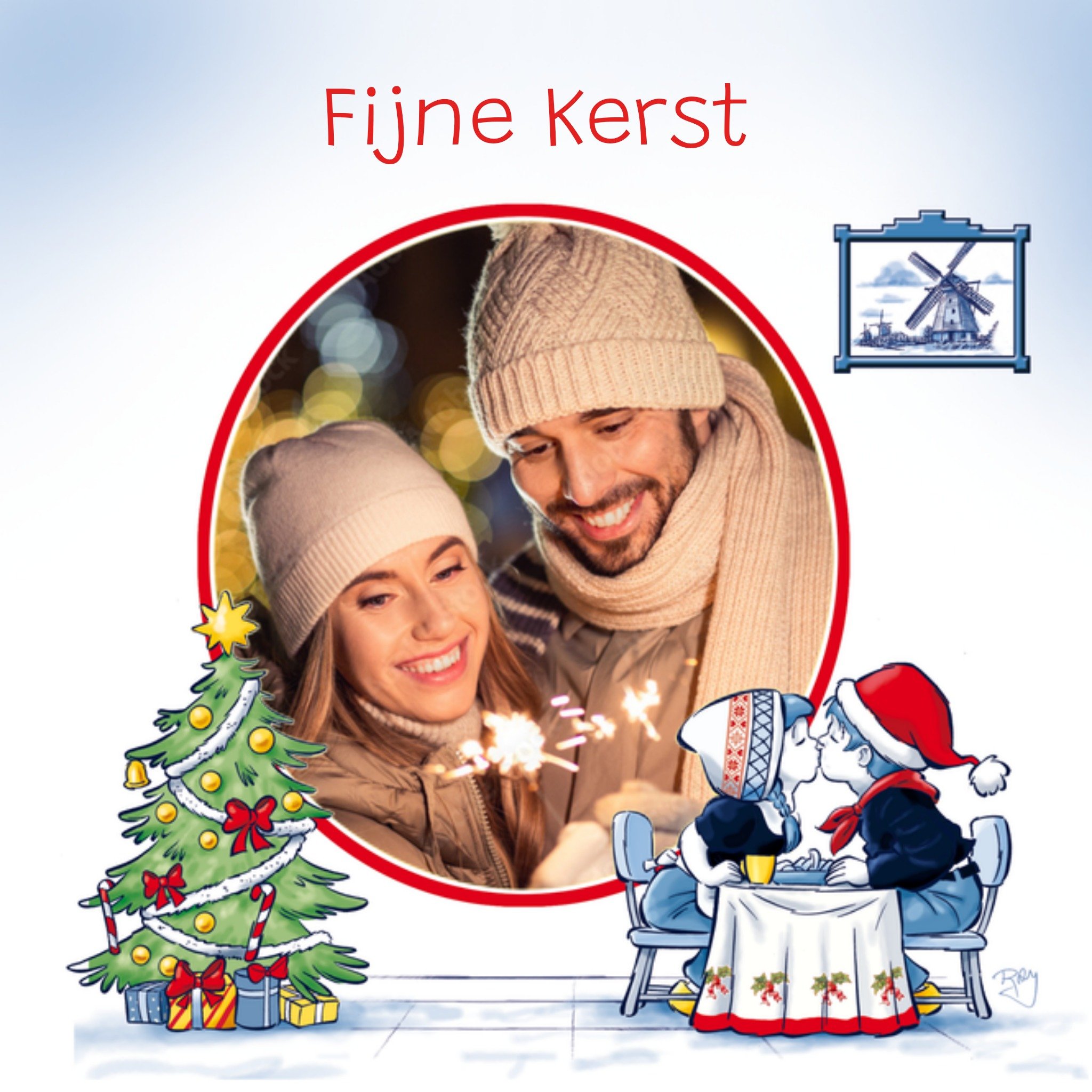 Kerstkaart Met foto Kerstboom Old Dutch