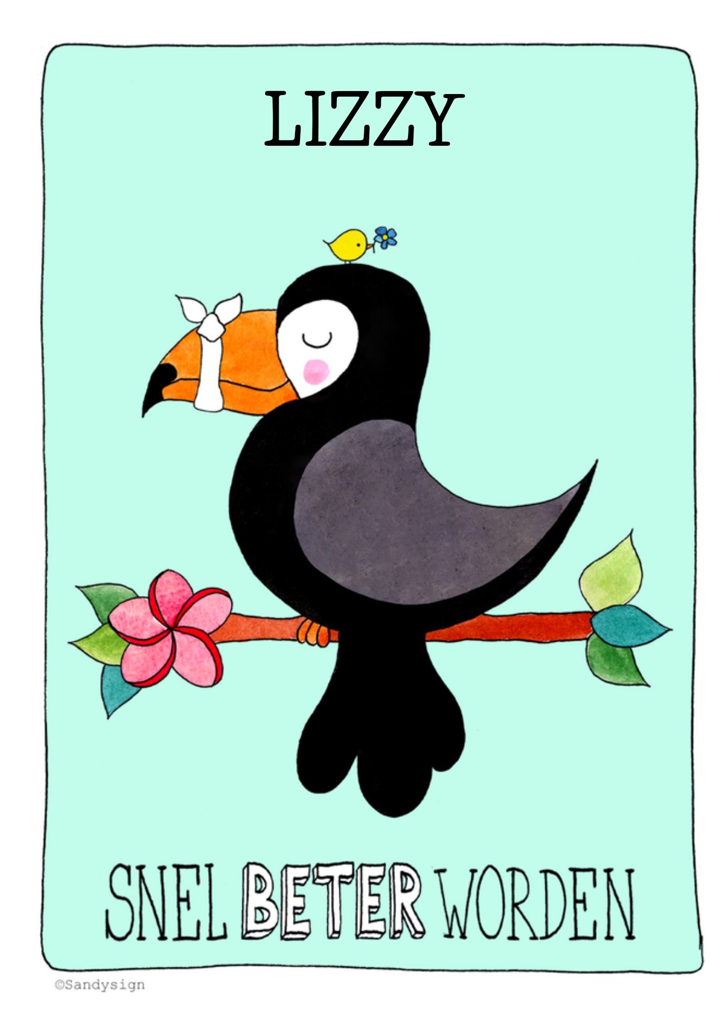 Beterschapskaart met naam Kaart Sandysign
