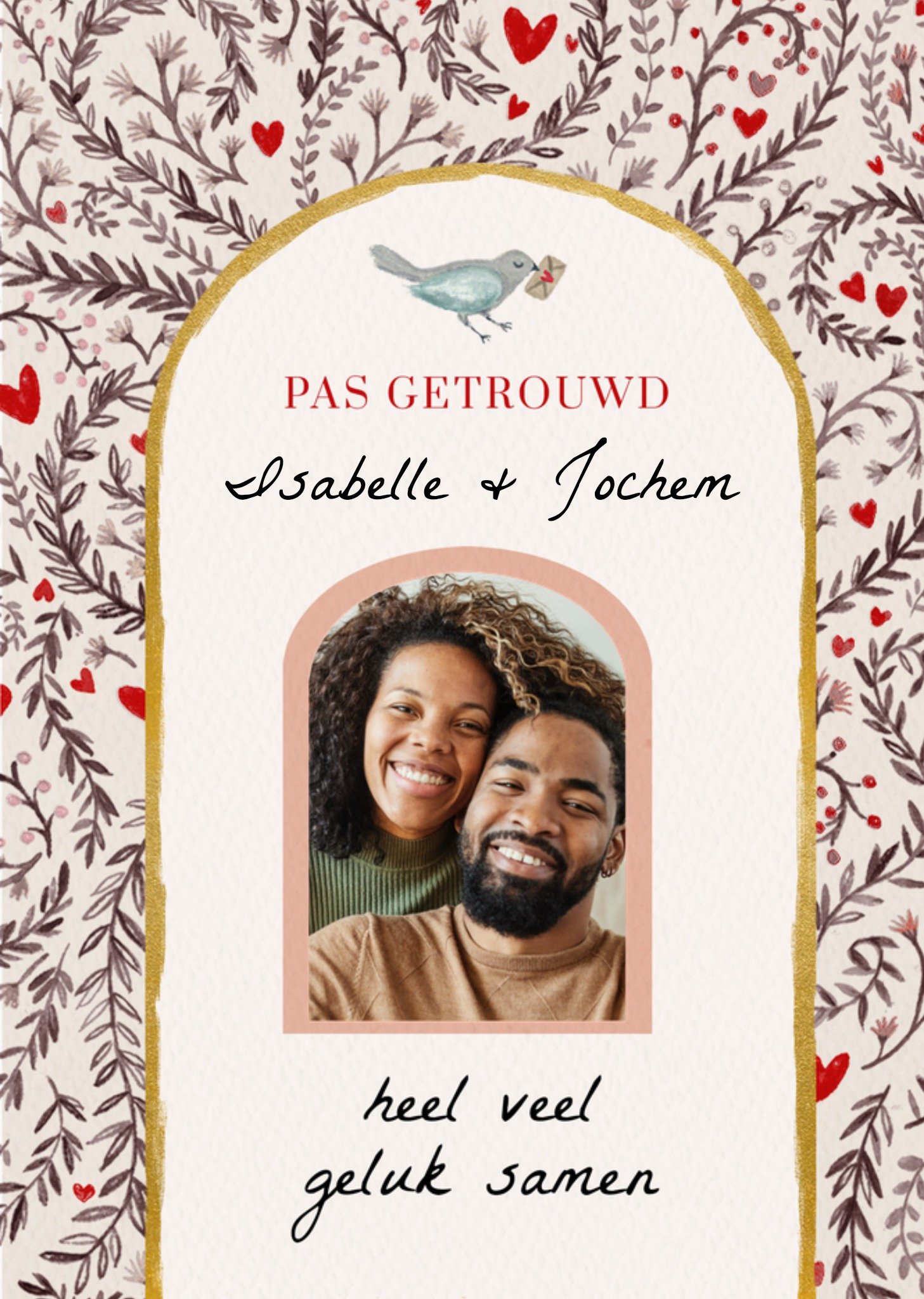 Huwelijkskaart Pas Getrouwd Heel Veel Geluk Samen Aanpasbare foto enn tekst Kaart Greetz