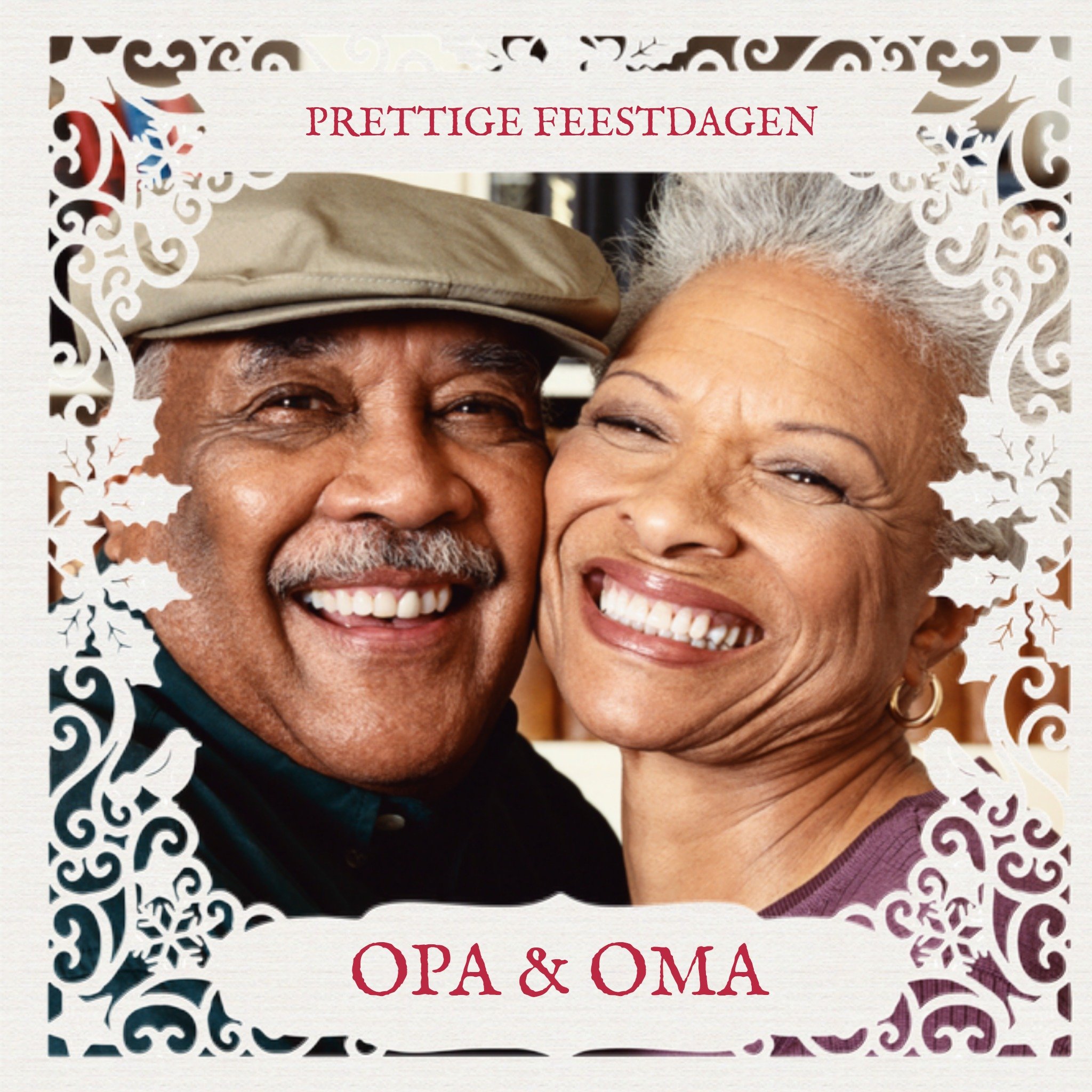 Greetz Kerstkaart Opa Oma Foto Vierkant