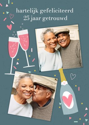 Greetz | Jubileum kaart | Hartelijk Gefeliciteerd 25 Jaar Getrouwd | Aanpasbare fotos een tekst