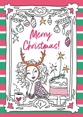 Jill | Kerstkaart | Kleurplaat | Merry Christmas!