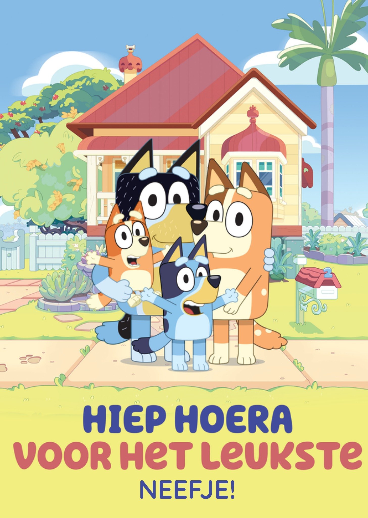 Verjaardagskaart Bluey Hiep hoera Greetz