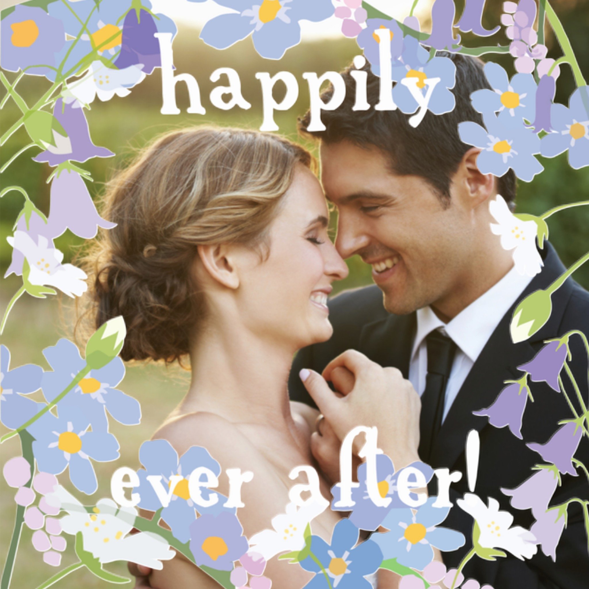 Greetz Huwelijkskaart Bloemen Foto Vierkant