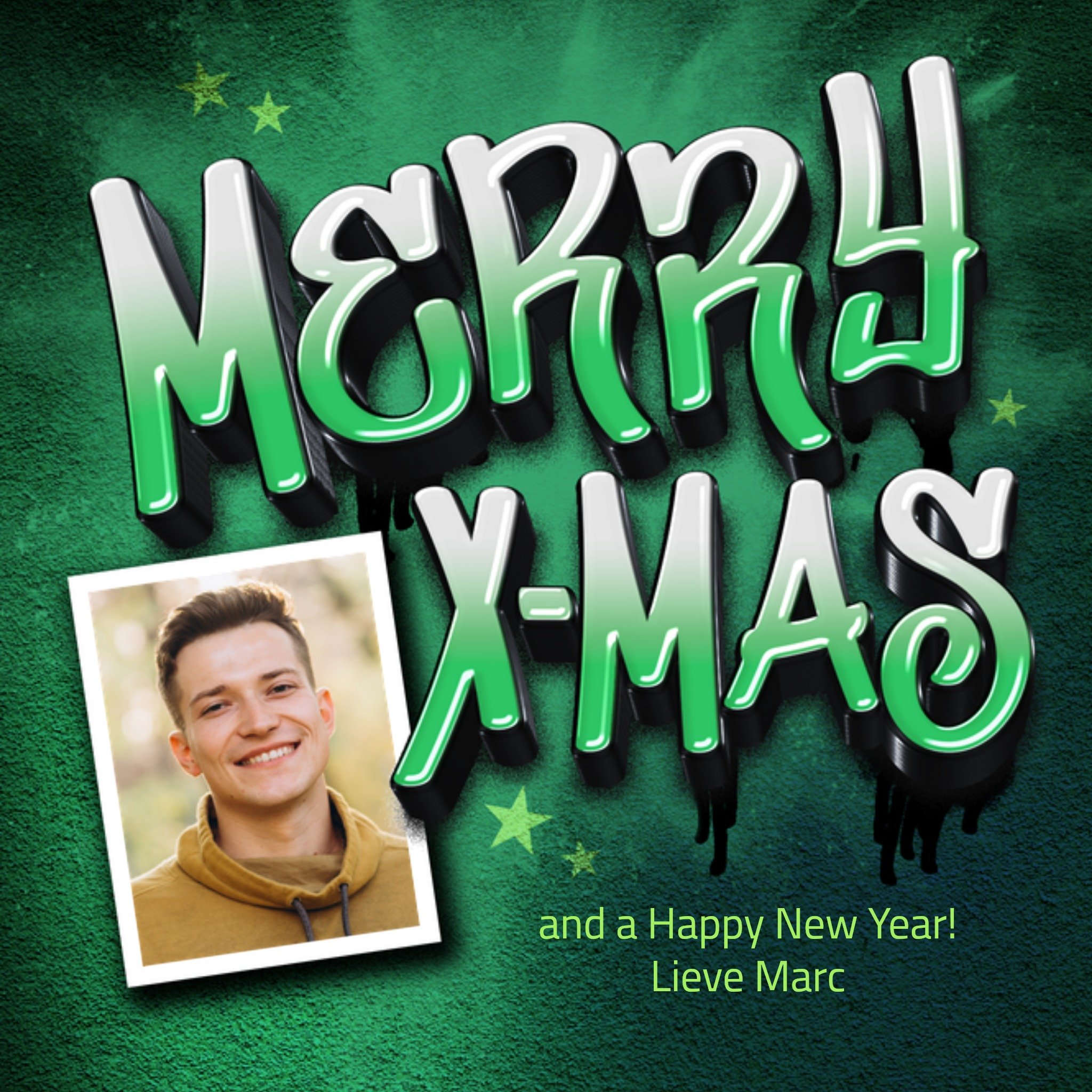 Luckz Kerstkaart Stoere graffiti Vierkant